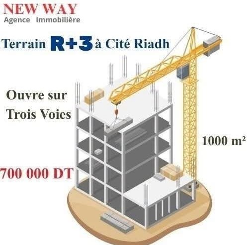 Terrain 1000 m² destiné pour une promotion immobilière à Cité riadh