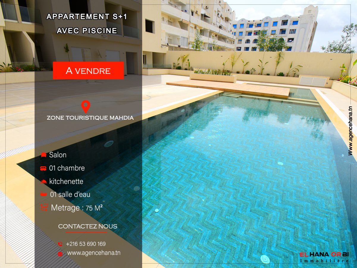 Bien à vendre s+1 avec piscine directement promoteur à Mahdia