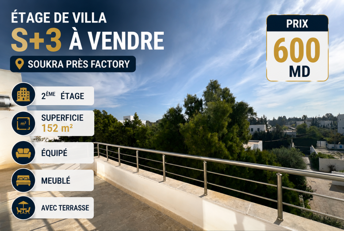 appartement meublé a vendre s+3 avec un terrasse et vue exceptionnelle a soukra