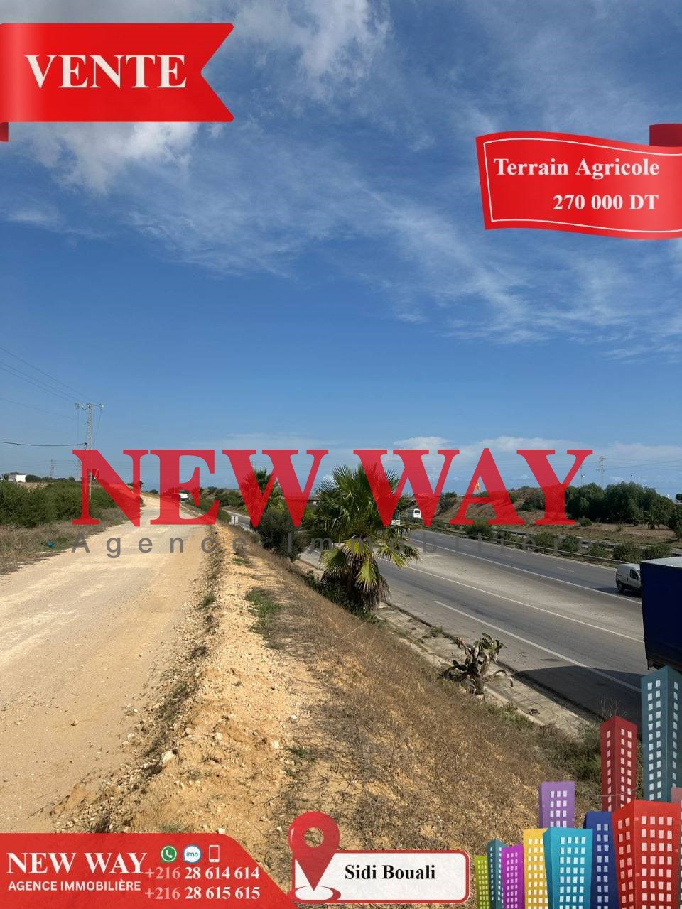 Terrain Agricole à Sidi Bouali près de l&rsquo;autoroute et GP1